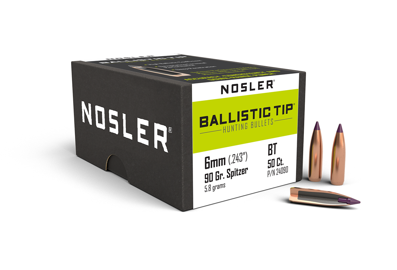 Nosler 6mm 90gr Ballistic Tip Hunting Bullets (50)
